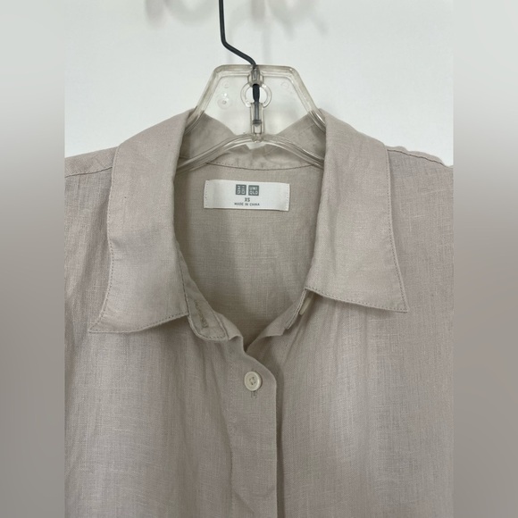 Uniqlo premium linen shirt long sleeve XS & Small in natural - Picture 5 of 11